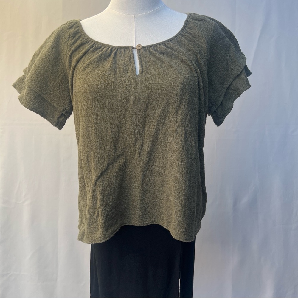Madewell Boho Peasant Top‎ Olive Green S - Picture 6 of 11